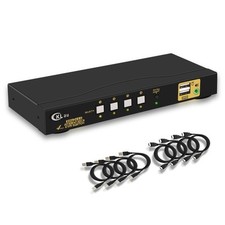 Cklau Kvm Switch Hdmi 4 Port Wit Audio And 4 Kit Cables, 4 Port Hdmi K picture