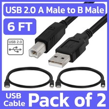 2 Pack Printer Cable 6ft USB 2.0 A Male to B Male Cord for HP Epson Canon Dell picture
