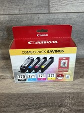 Genuine Canon PGI-270 Black & CLI-271 C/M/Y 4 PACK Combo with 50 Photo Paper NEW picture