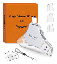 TECHKEY 256GB 3-in-1 iPhone Flash Drive USB 3.0 Lightning MFi Encryption picture