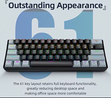APAYADO K61 61-Key Mini Mechanical Keyboard Wired USB-C RGB QWERTY Black/Gray picture