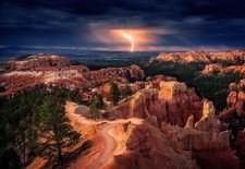 Landscape nature lightning storm trees clouds bryce Custom Gaming Mat Desk picture