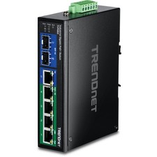 7-Port Industrial Gigabit PoE+ DIN-Rail Switch, TI-PG62, 120W PoE Power Budge... picture