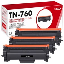 3x Toner (with Chip) for Brother TN760 TN730 DCP-L2550DW HL-L2370DW L2390DW picture