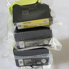 Epson 302XL Hi Yield Black With Yellow Ink Cartridges Set Of 3 Genuine New Seald picture