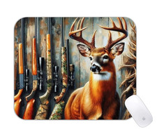 Buck Hunting Rifle Outdoor Theme Desk Mat Camo Wildlife Gaming Pad picture