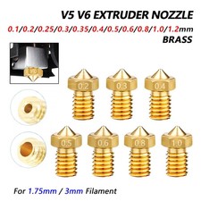 0.1mm to 1.2mm V5 V6 Brass Extruder Nozzle 3D Printer M6 for 1.75mm 3mm Filament picture