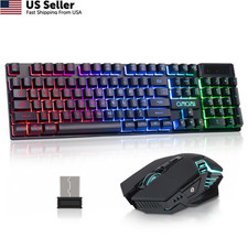 CHONCHOW USB Wireless Gaming Keyboard and Mouse Combo, RGB black,rgb backlit picture