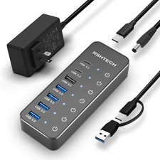 7 Port Powered USB 3.2 Hub 10Gbps USB C USB A Splitter Laptop PC Switches picture