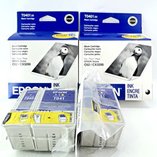 Lot of 2 Epson T040120 Black Ink Cartridges + T041 Color C62 CX3200 NOS picture