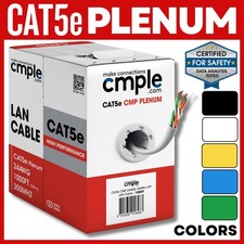 1000ft Cat5e Plenum Ethernet Cable CMP Solid 24AWG UTP Easy Pull Network LAN picture