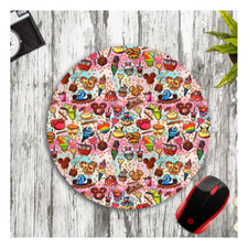 DISNEY CHARACTER SHAPED SNACKS ROUND NEOPRENE MOUSE PAD MAT HOME SCHOOL GIFT picture