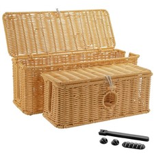 IHKFILAN 2 Pcs Handmade Cable Management Boxes Rattan Cable Organizer Large &... picture