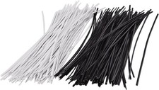 Black and White), 200 Piece Metallic Twist Cable Cord Wire Ties Reusable picture