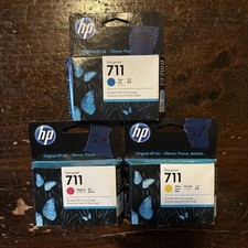 GENUINE SET 3 HP 711 INKS DESIGNJET CZ130A,CZ131A,CZ132A-2024/2025 picture