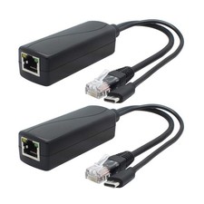 ANVISION 2-Pack 5V Gigabit PoE Splitter, USB Type C, 48V to 2.4A Black picture