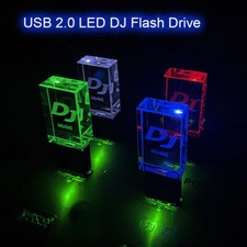 Engraving Logo Crystal DJ LED 32GB 64GB 128GB 256GB USB 2.0 Flash Drive with box picture