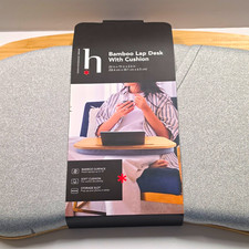 h home expressions Bamboo Lap Desk w/ Padded Cushion, Gray/Beige, 16 in picture