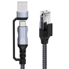 1.8M USB-A/Type-C to RJ45 Ethernet Cable 100Mbps for Laptop, Phone, Tablet NEW picture