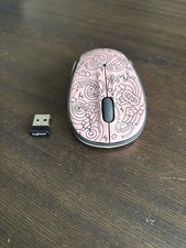 Logitech M325 M325c Wireless Optical Mouse + Dongle PINK DOODLE BRAINSTORM PEACH picture