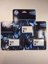 3 x Genuine HP 902 Black Ink Cartridge T6L98AN OEM NEW SEALED - Aug 2021 picture