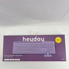 Heyday Full-Size Wireless Keyboard with Tablet Holder Purple Rose Bluetooth USB picture