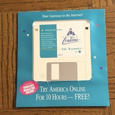 Vintage AOL 1.5 Floppy Disk Windows 1994 Retro Tech Collector Promo with Sleeve picture