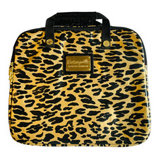 Betsey Johnson Betseyville 13 Inch Laptop Bag Leopard Gold Metallic Computer picture