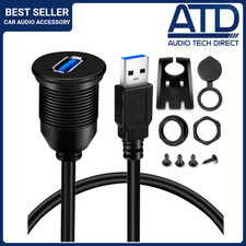 Car Dashboard Panel USB 3.0 Male to Female Flush Mount car Extension Cable 1M picture