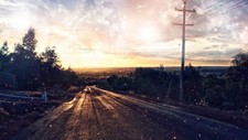 Landscape road field power lines trees photo Custom Gaming Mat Desk picture