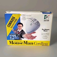 Vintage 1994 Logitech MouseMan Cordless 3 Button Serial PC Mouse Open Box 1163 picture