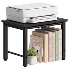 Desktop Printer Stand Wooden Storage Organizer Desk Shelf End Table Black picture