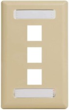 ICC Station ID Faceplate with 3 Ports for EZ/HD Style in Single Gang, Ivory picture