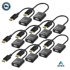 DisplayPort to VGA Adapter 10 Pack Male to Female 1080p Gold Plated Black For picture