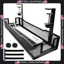 No Drill Cable Management Tray for Desk, Steel Wire Organizer, 15.7 inch Width picture