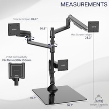 Pneumatic Arm Triple Ultrawide Monitor Desk Stand for Up to 49 inch Screens VIVO picture
