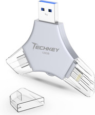 Mfi Certified USB 3.0 Flash Drive 128GB for Iphone, 3In1 External Memory Photo K picture