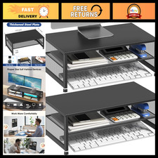 2-Tier Monitor Stand Riser & Laptop Holder, Office Desk Organizer, Black 2-Pack picture