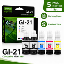 GI-21 1 Set 5PK Refill Ink Bottles for Canon MegaTank G4280/G1230/G3272 picture