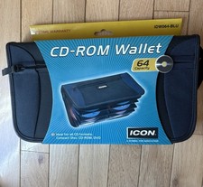 ICON Nylon CD/DVD/Blu-ray Wallet Carry Case 64 Disc Wrist Strap Zipper picture