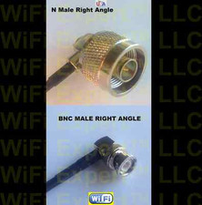 RFC195 1-30' N TYPE MALE ANGLE to BNC MALE ANGLE RF Pigtail Cable USA Assembled picture