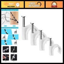 Cable Nail Clips - 400 Pcs, 4mm to 10mm Wire Wall Fasteners, White Cable Holders picture