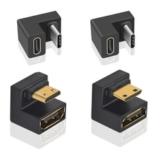 Duttek 180 Degree U-Shape Mini HDMI and USB-C Adapters 8K 4 Pack Black picture