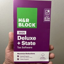 NEW H&R Block Tax Software Deluxe + State 2025  PC/Mac (SAME  DAY CODE ) READ picture