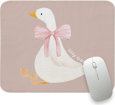 Cute Mouse Pad, Funny Pink Bow Travel Mouse Pads, Duck Goose Small Mouse Pad Cut picture