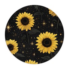 Sunflower Night Sky Mouse Pad | Yellow Sunflowers on Black Starry Background picture