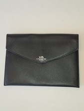 Coach Black Envelope iPad Case 10” x 7” Leather iPad Pro 9.7 Card Holder picture