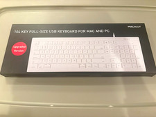 Macally MKEYE Full-Size Wired USB Keyboard Plug & Play White Aluminum picture