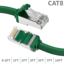 0.5 1 2 3 5 7 10FT Ethernet Cat8 RJ45 S/FTP Cable Shielded Cord 28AWG 2GHz Green picture