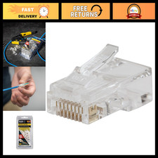Pass-Thru RJ45 CAT6 Modular Data Plugs, Gold Plated Connectors, 50-Pack picture